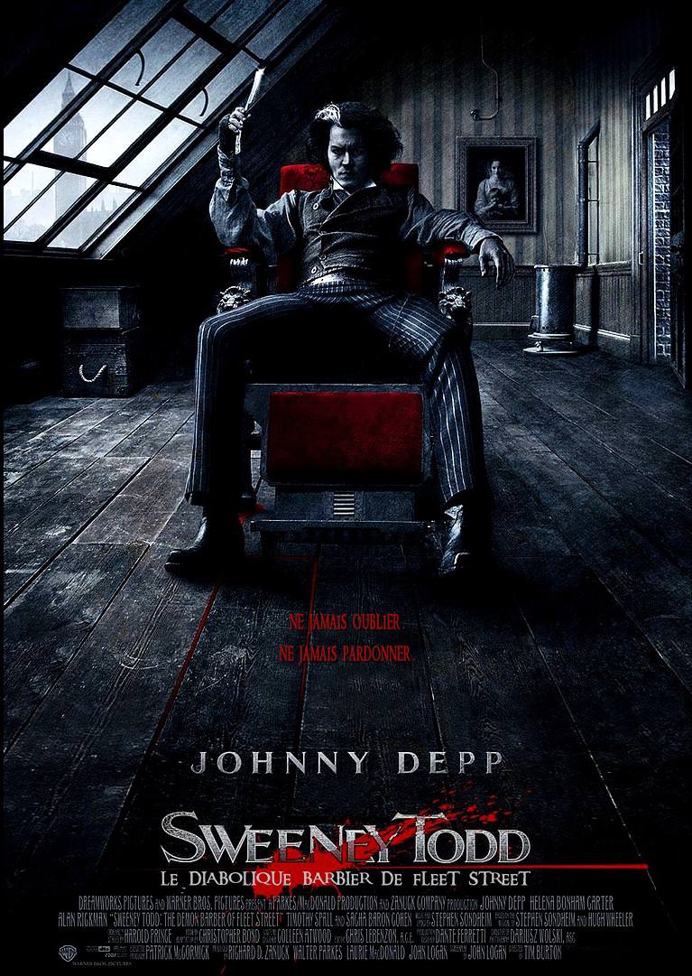 L’affiche de “Sweeney Todd, Le Diabolique Barbier de Fleet Street”, de Tim Burton